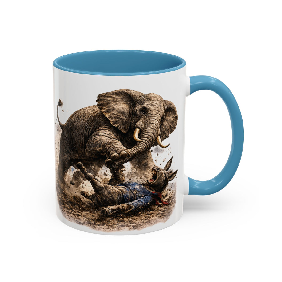 Elephant Charge Accent Coffee Mug — Dramatic Wildlife Illustration (11/15oz)