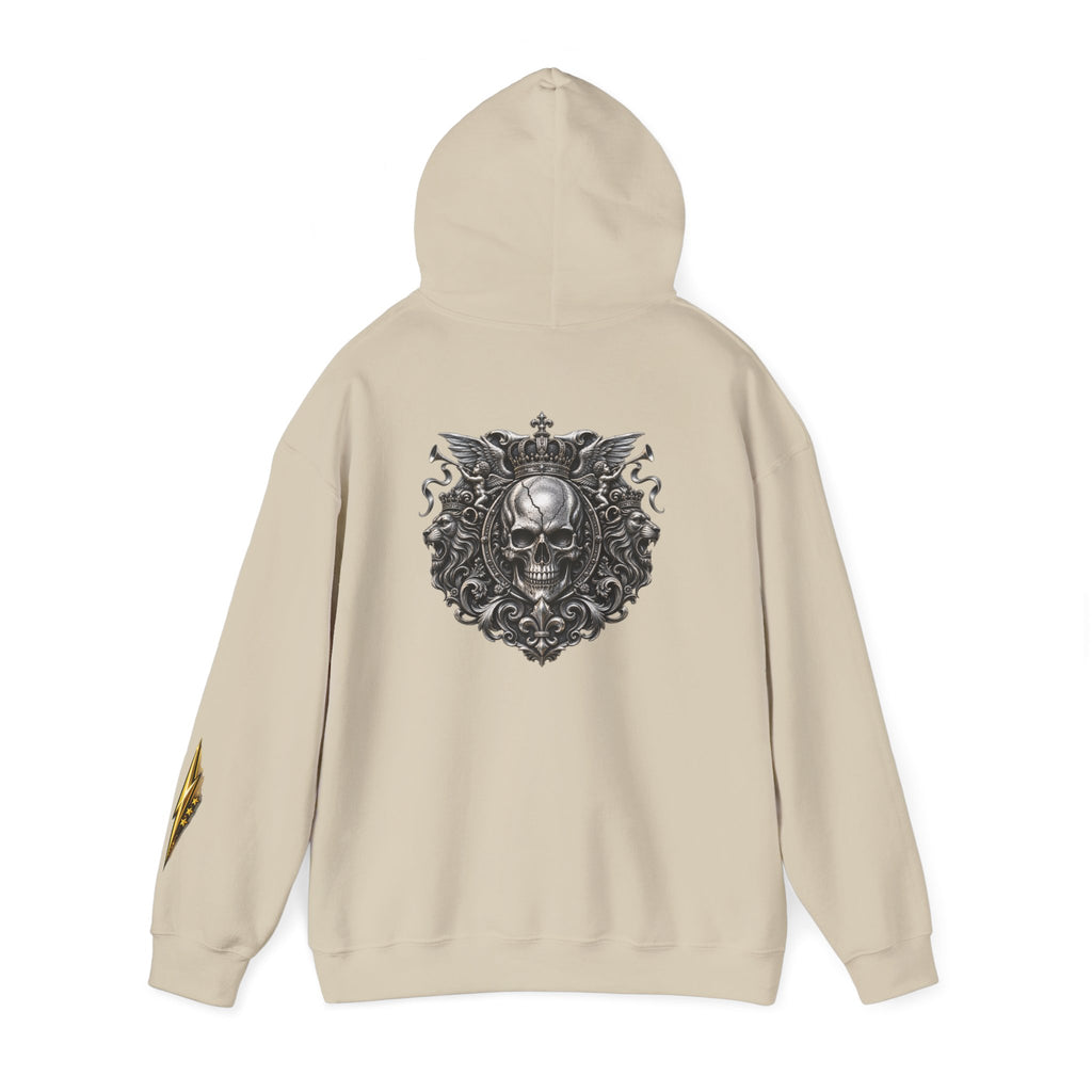 Skull Crest Hoodie – Gothic Ornate Skull Back Graphic Sweatshirt