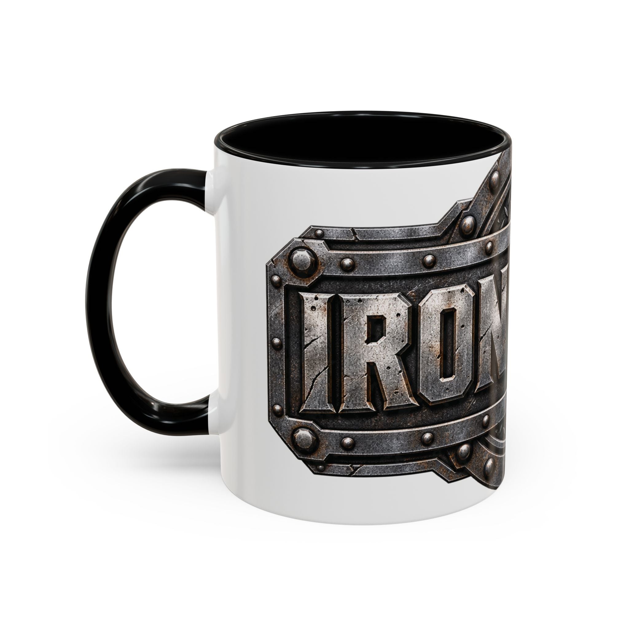 Metal Shield Coffee Mug — 'Iron Clad' Rustic Industrial Accent Mug