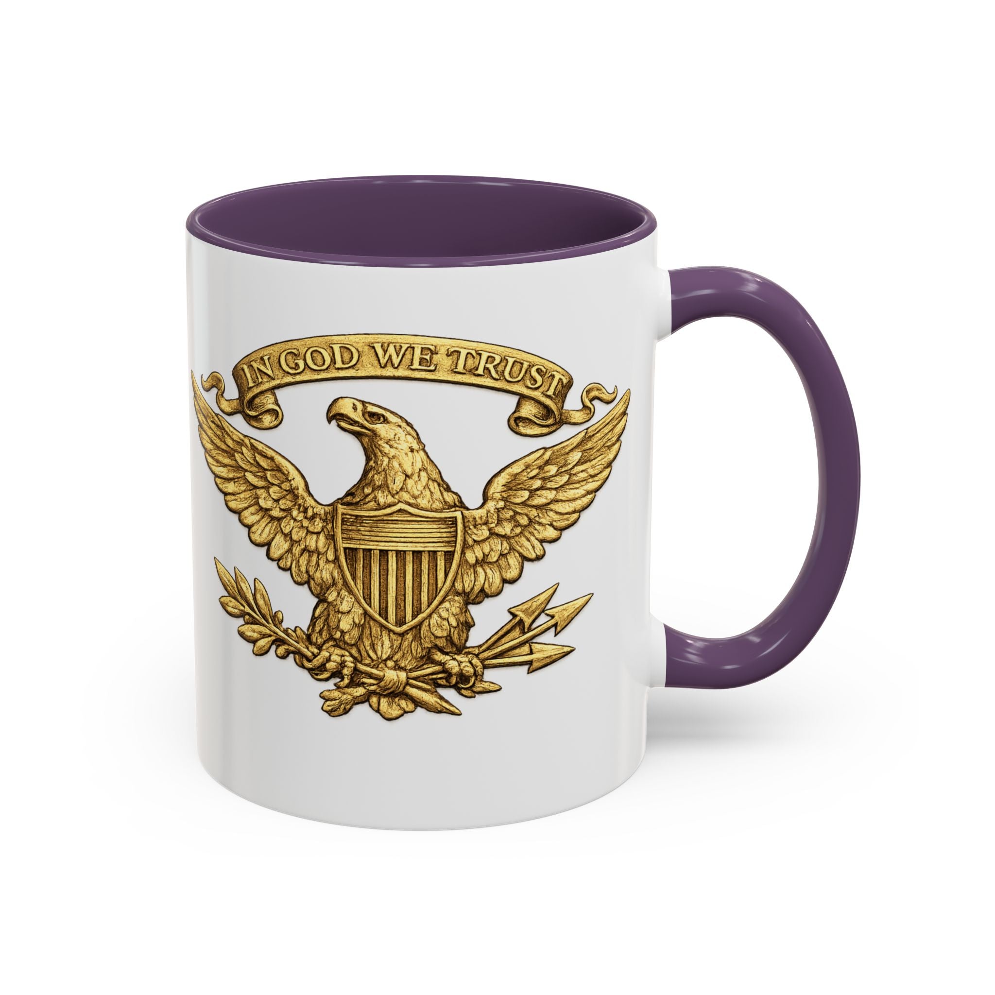 Gold Eagle 'In God We Trust' Accent Coffee Mug — Patriotic 11/15oz