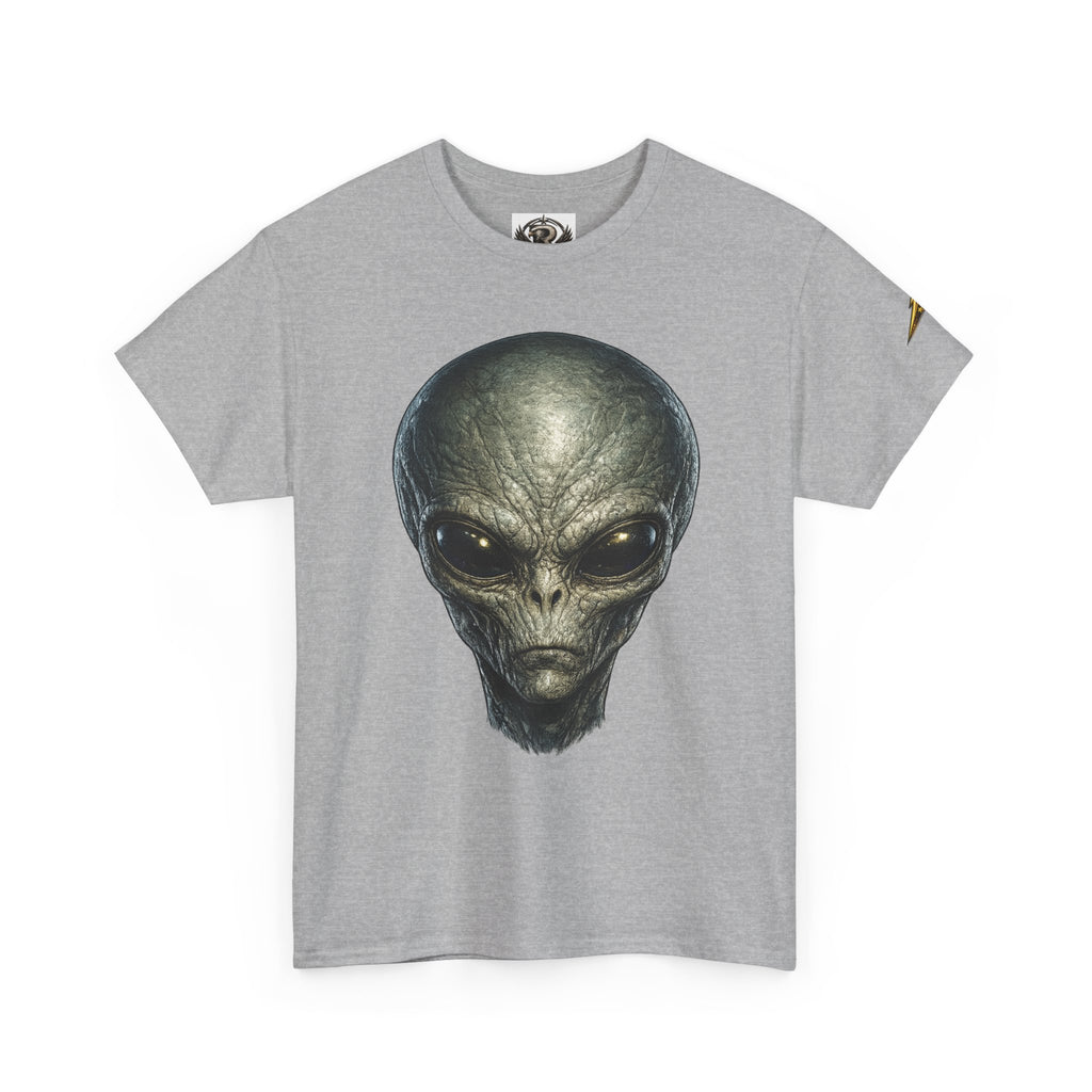 Alien Head Graphic Tee — Realistic Extraterrestrial Sci‑Fi T‑Shirt