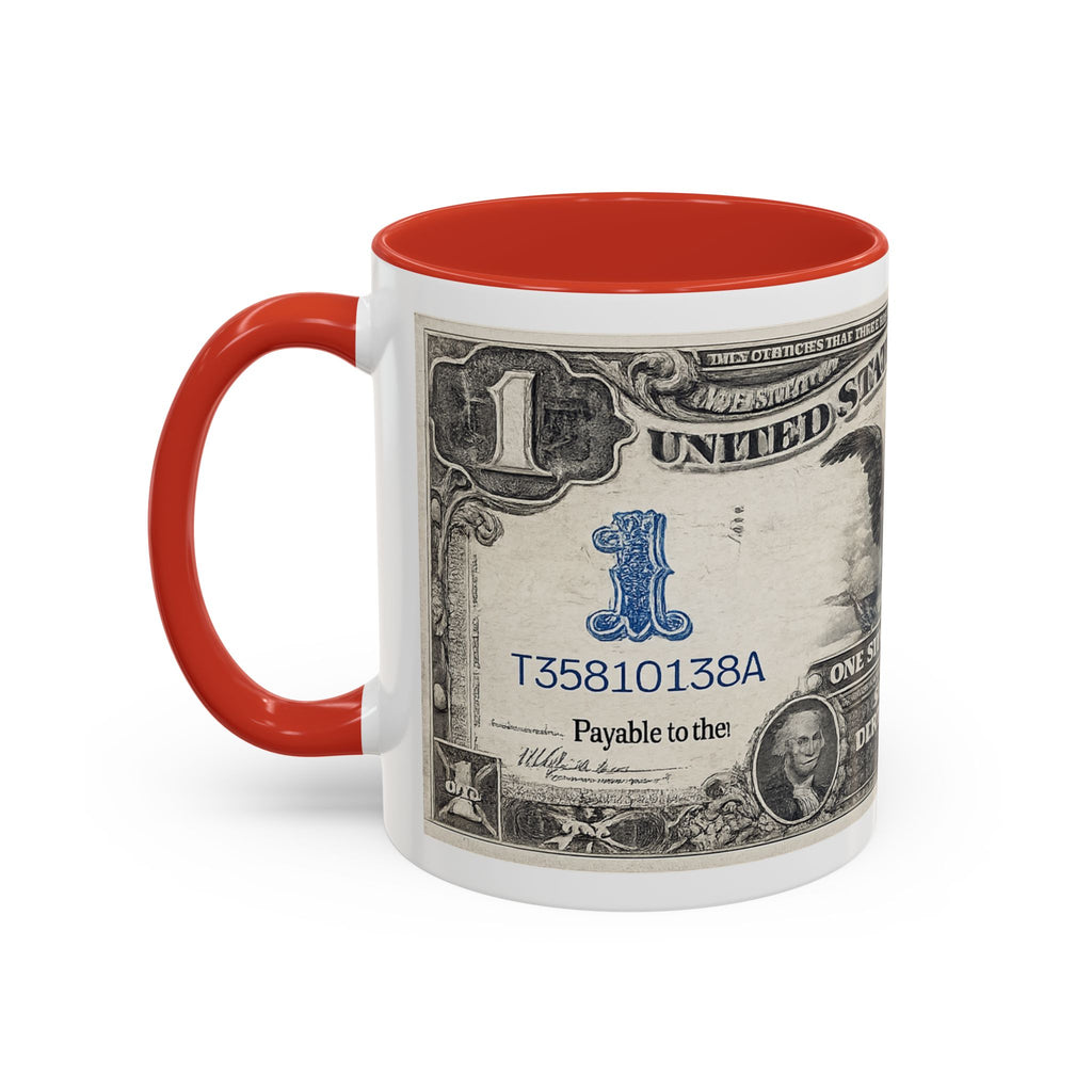 Dollar Bill Accent Coffee Mug — Vintage US Currency Design (11/15oz)