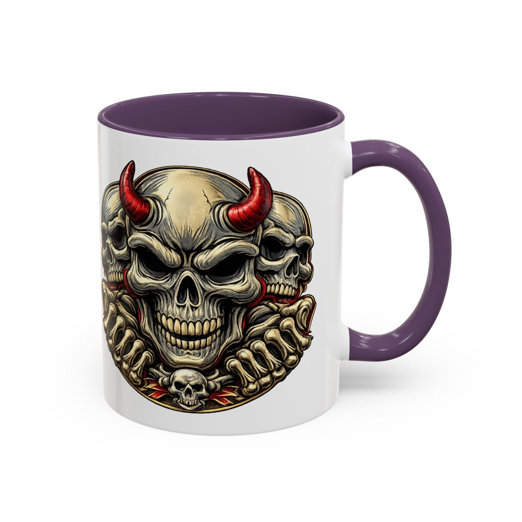 Devil Skull Accent Coffee Mug – Gothic Demon Skull Design (11/15 oz)