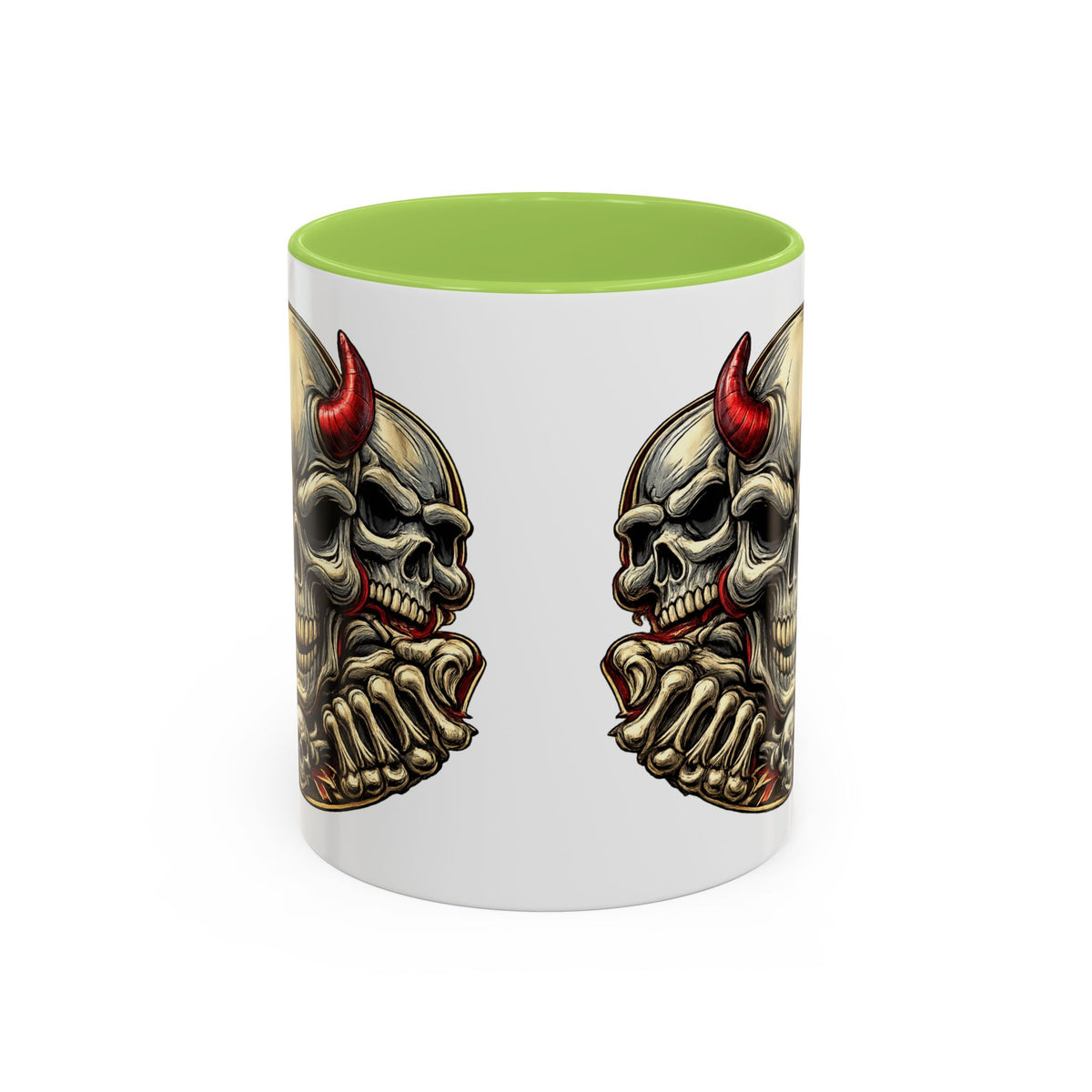 Devil Skull Accent Coffee Mug – Gothic Demon Skull Design (11/15 oz)