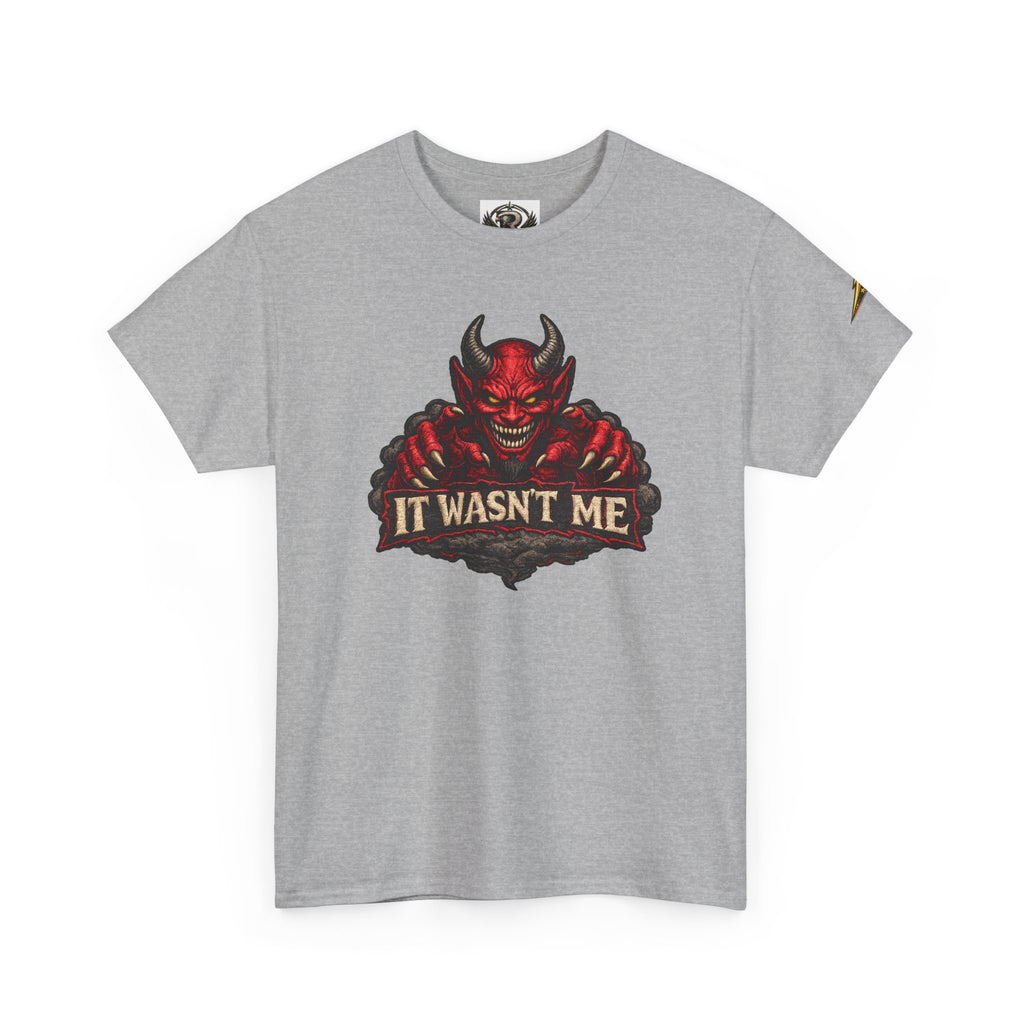 Devil Graphic Tee — "It Wasn’t Me" Funny Demon T-Shirt