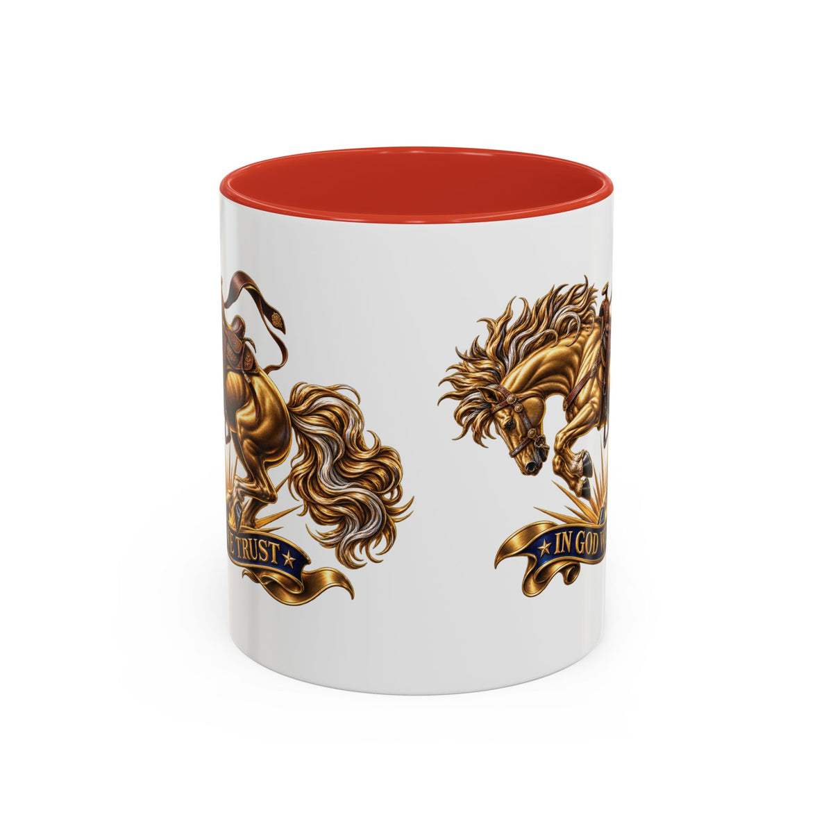 In God We Trust Golden Horse Accent Coffee Mug