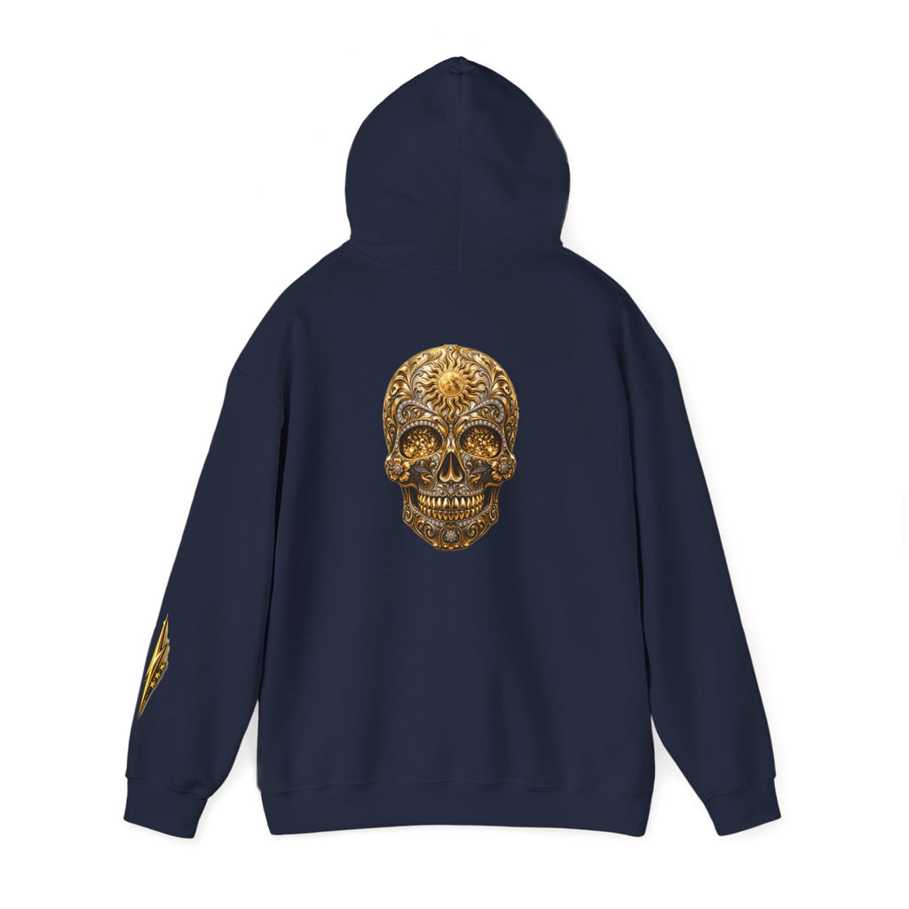 Gold Ornamental Skull Hoodie — Day of the Dead Sugar Skull Pullover