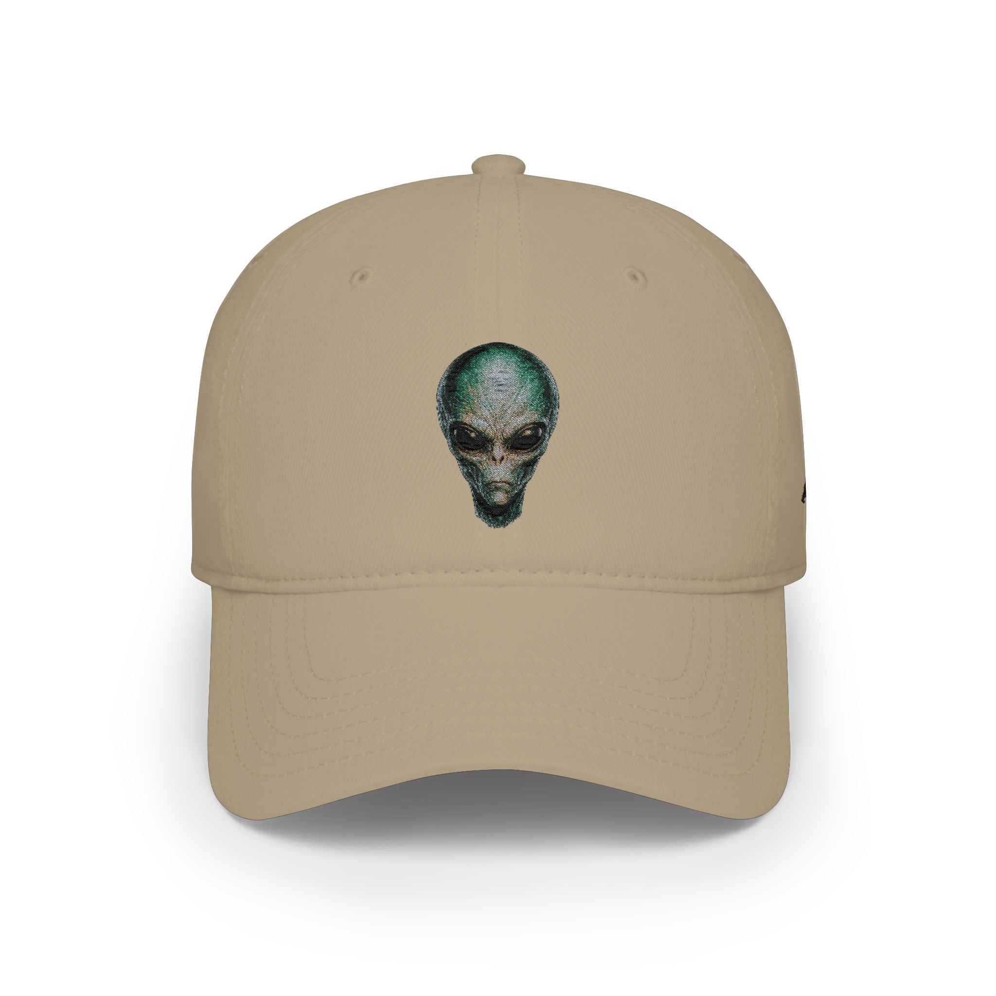 Alien Skull Red Baseball Cap — Retro Space Graphic Low Profile Hat