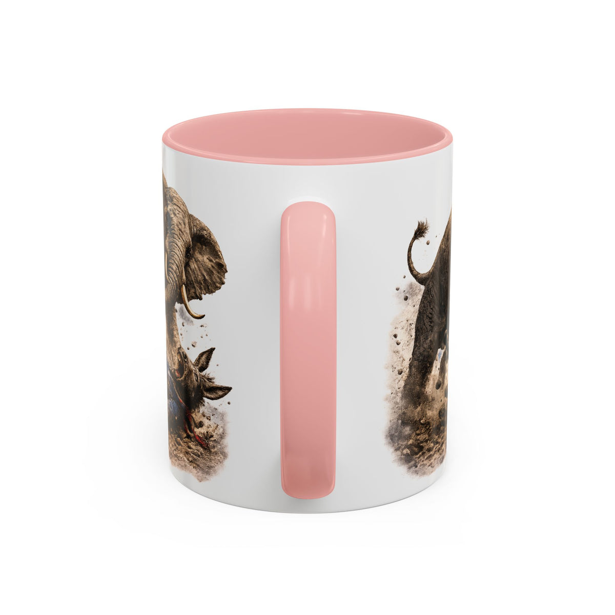Elephant Charge Accent Coffee Mug — Dramatic Wildlife Illustration (11/15oz)