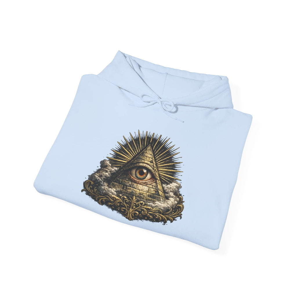 All-Seeing Eye Hoodie — Vintage Pyramid Symbol Graphic Sweatshirt