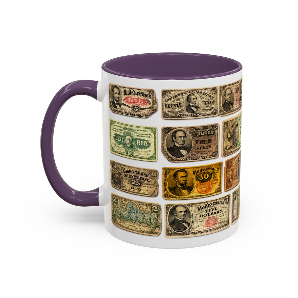 Vintage US Fractional Currency Coffee Mug – Retro Banknote Accent Mug (11/15 oz)