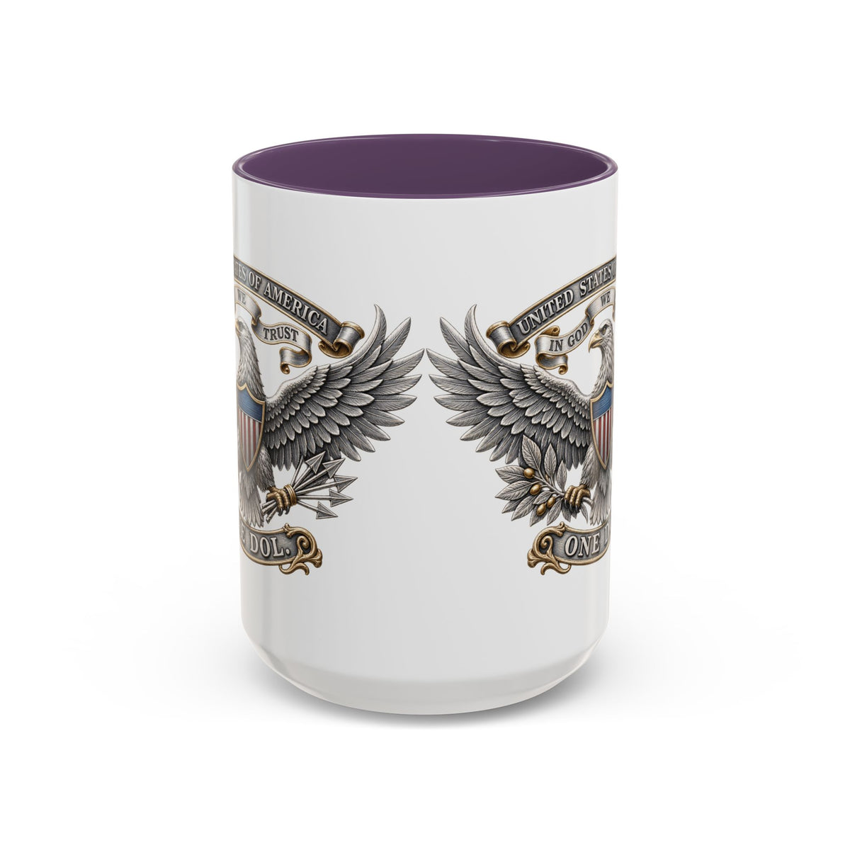 Eagle Shield Accent Coffee Mug — Patriotic "In God We Trust" Design