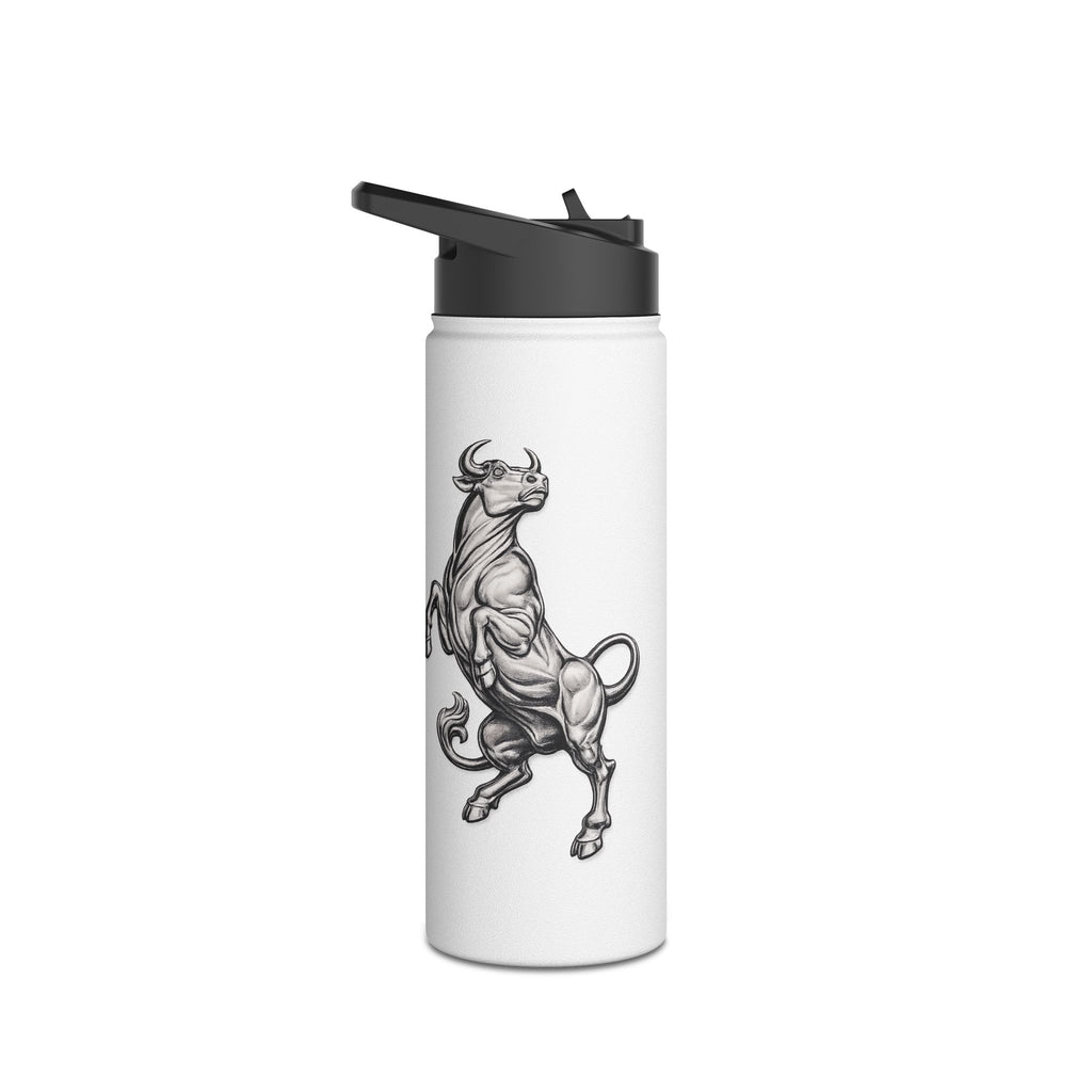 Stainless Steel Water Bottle — Vintage Bull Illustration, Durable Insulated Bottle