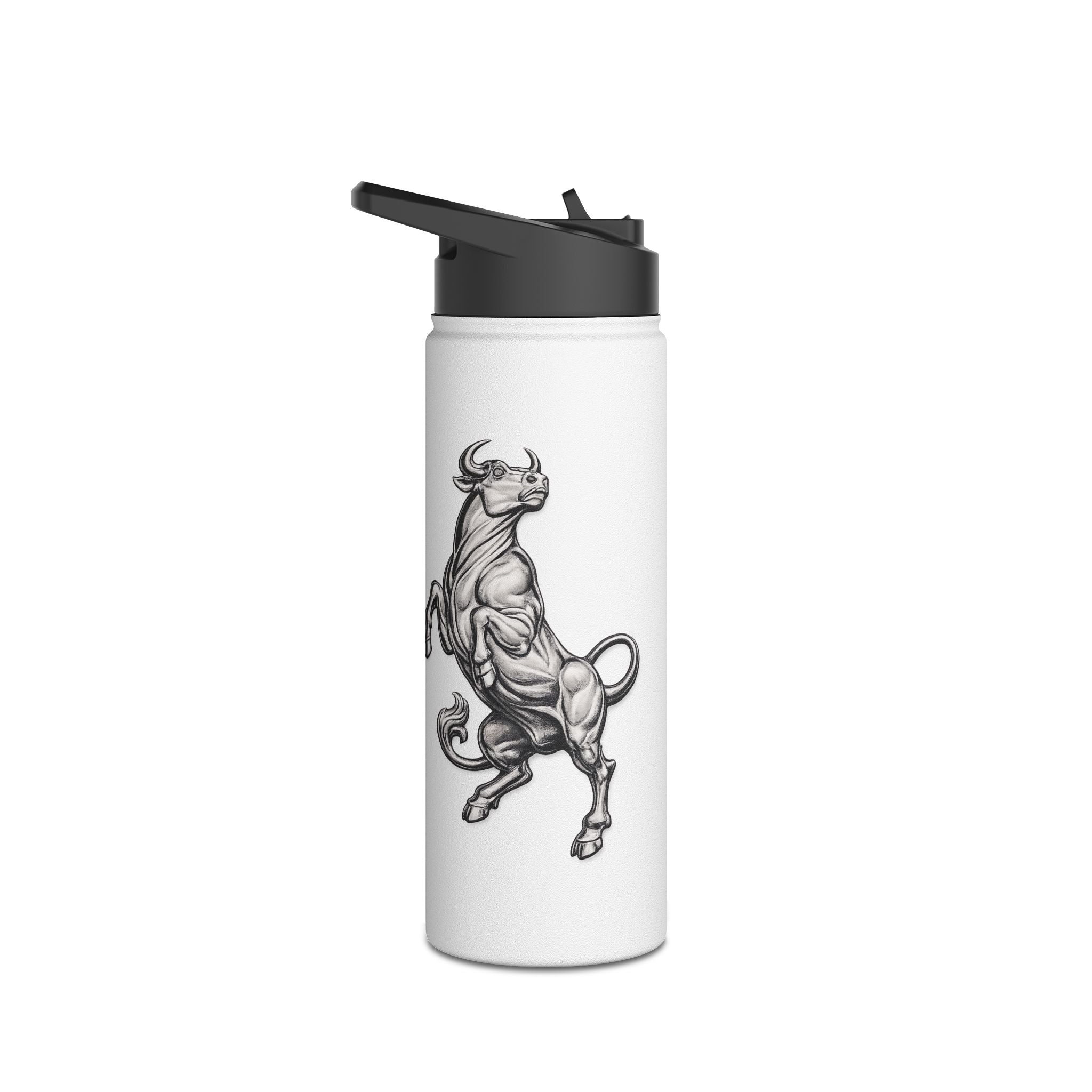 Stainless Steel Water Bottle — Vintage Bull Illustration, Durable Insulated Bottle
