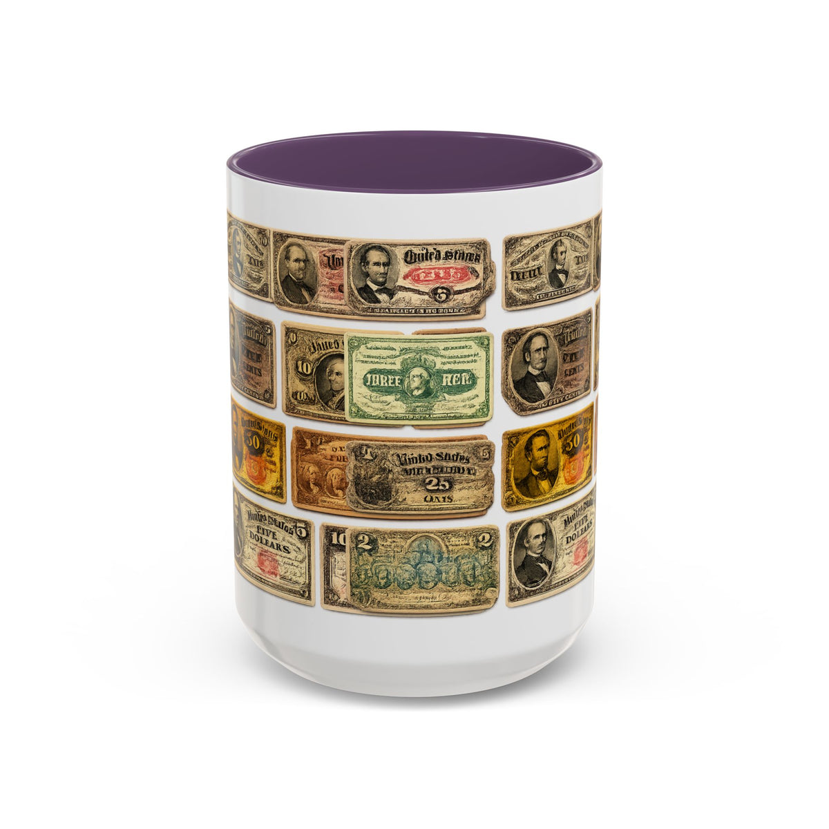 Vintage US Fractional Currency Coffee Mug – Retro Banknote Accent Mug (11/15 oz)