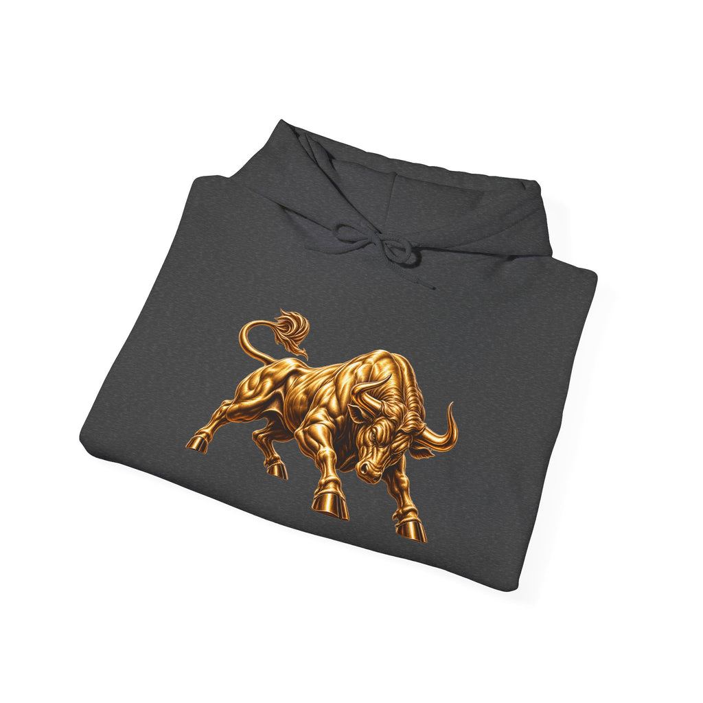 Gold Bull Hoodie — Metallic Charging Bull Graphic Hoody