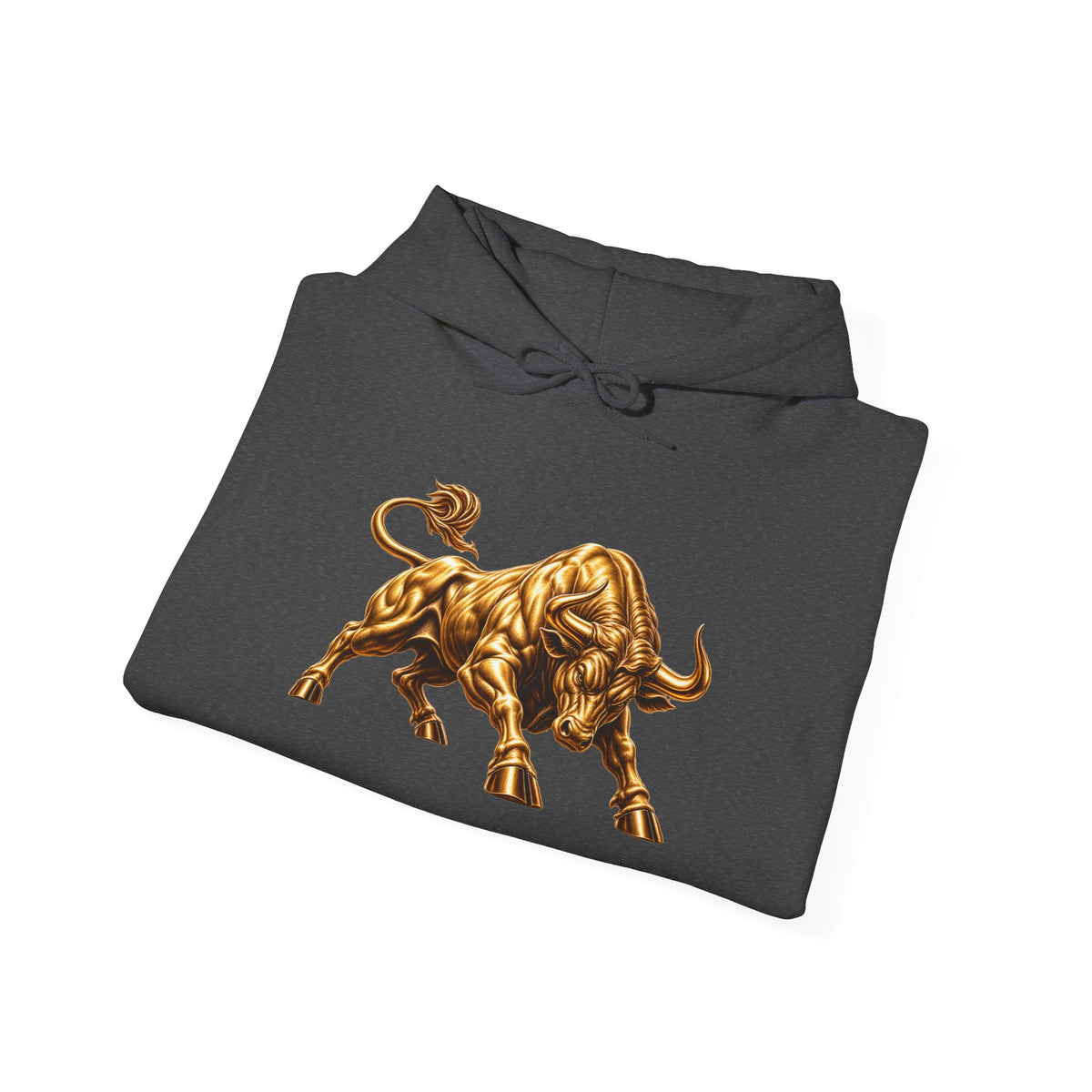 Gold Bull Hoodie — Metallic Charging Bull Graphic Hoody