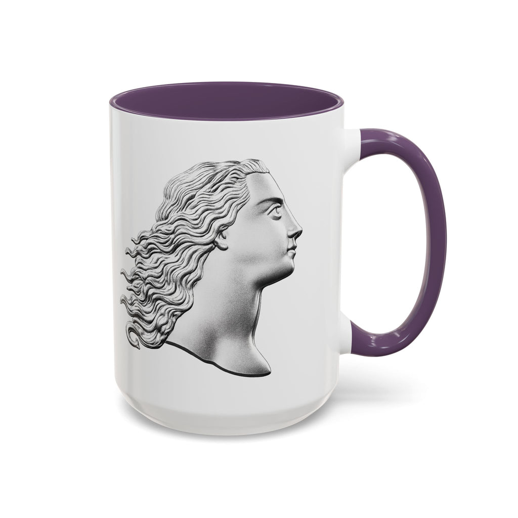 Classical Profile Accent Coffee Mug — Greek Goddess Bust Design (11/15oz)