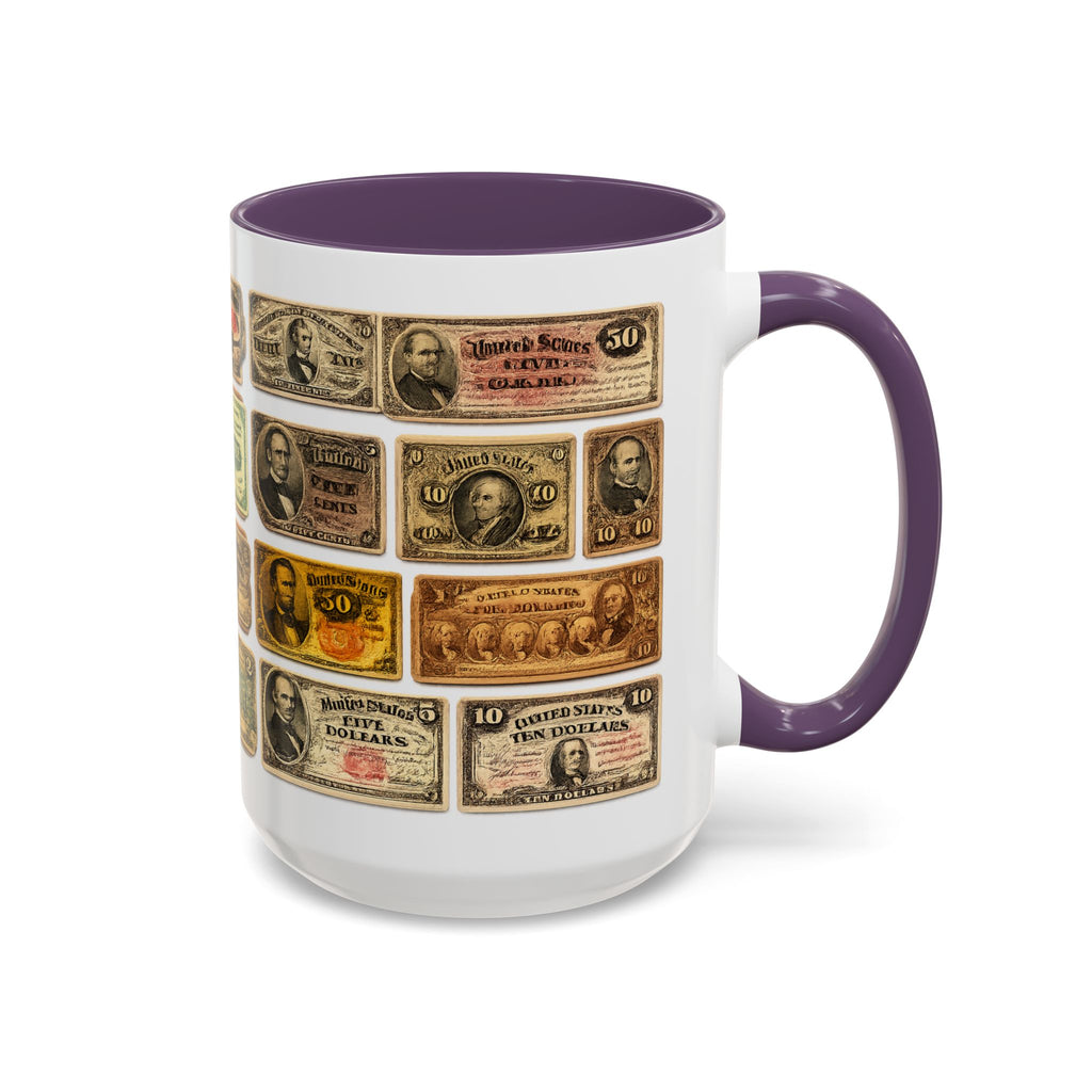 Vintage US Fractional Currency Coffee Mug – Retro Banknote Accent Mug (11/15 oz)