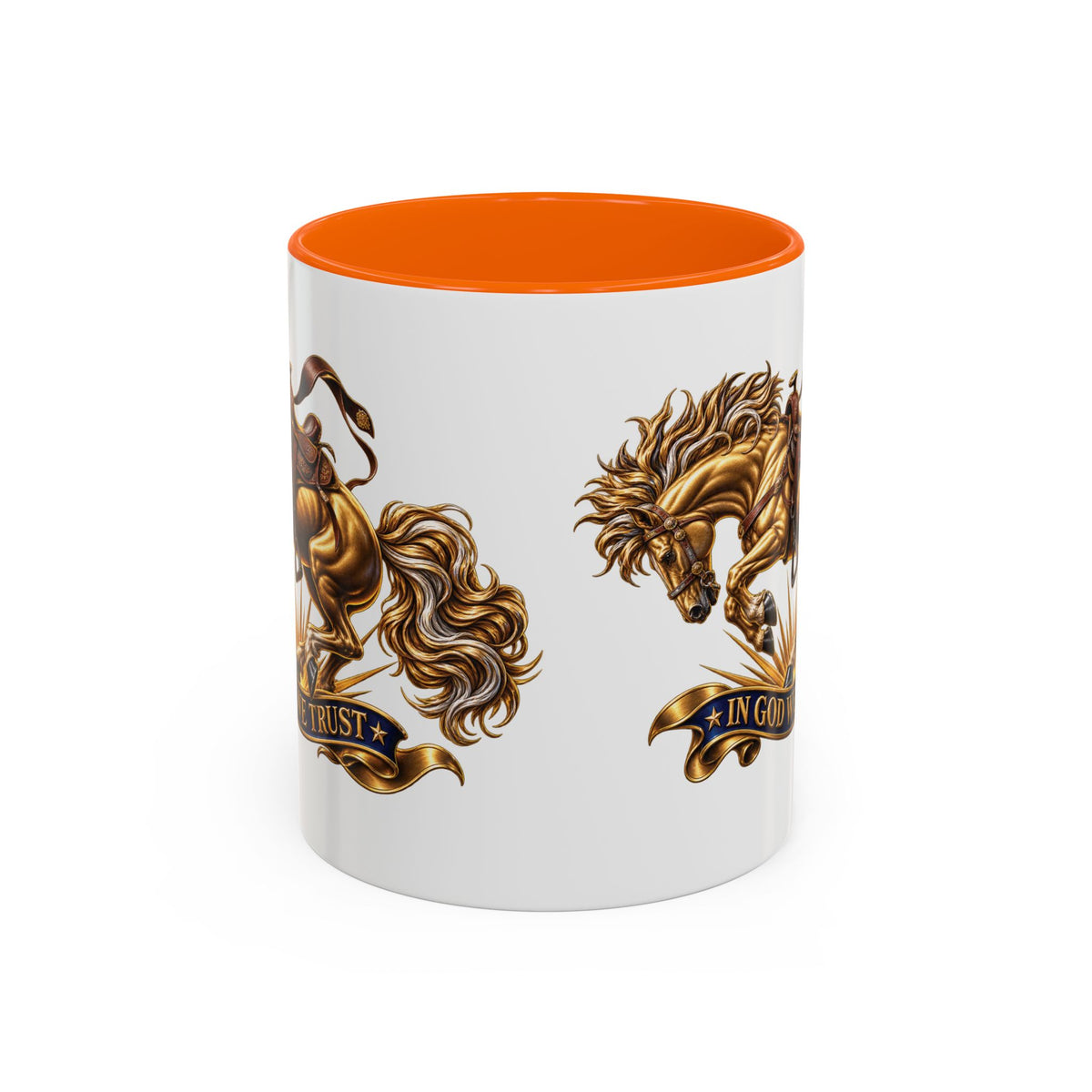 In God We Trust Golden Horse Accent Coffee Mug