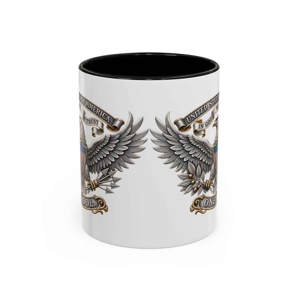 Eagle Shield Accent Coffee Mug — Patriotic "In God We Trust" Design