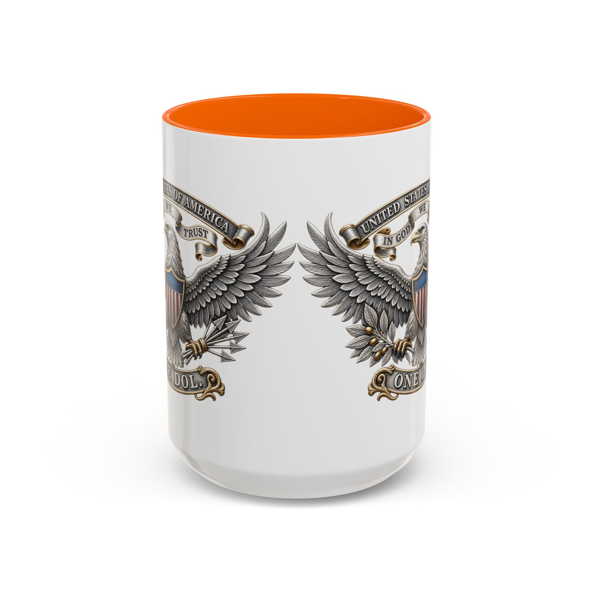 Eagle Shield Accent Coffee Mug — Patriotic "In God We Trust" Design