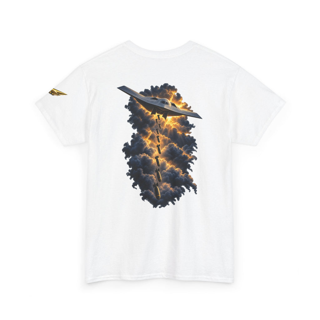Aviation Graphic Tee — Stealth Jet Over Storm Clouds