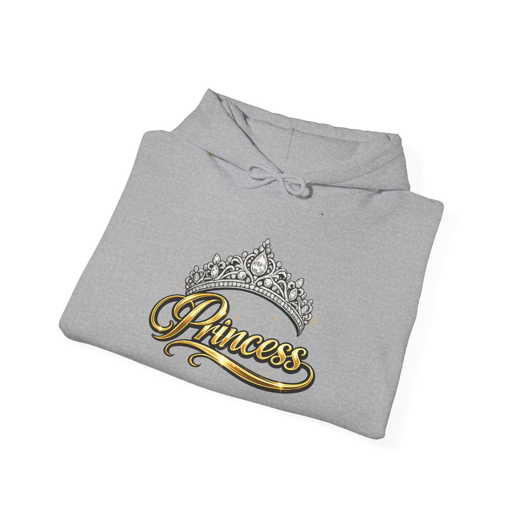 Princess Tiara Hoodie — Gold Script Crown Sweatshirt