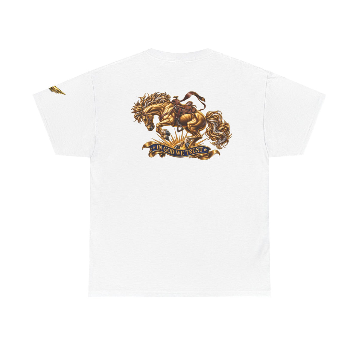 T-Shirt — Golden Horse "In God We Trust" Back Graphic