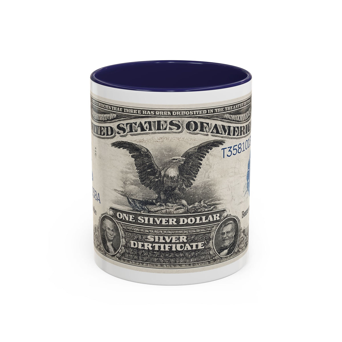 Dollar Bill Accent Coffee Mug — Vintage US Currency Design (11/15oz)