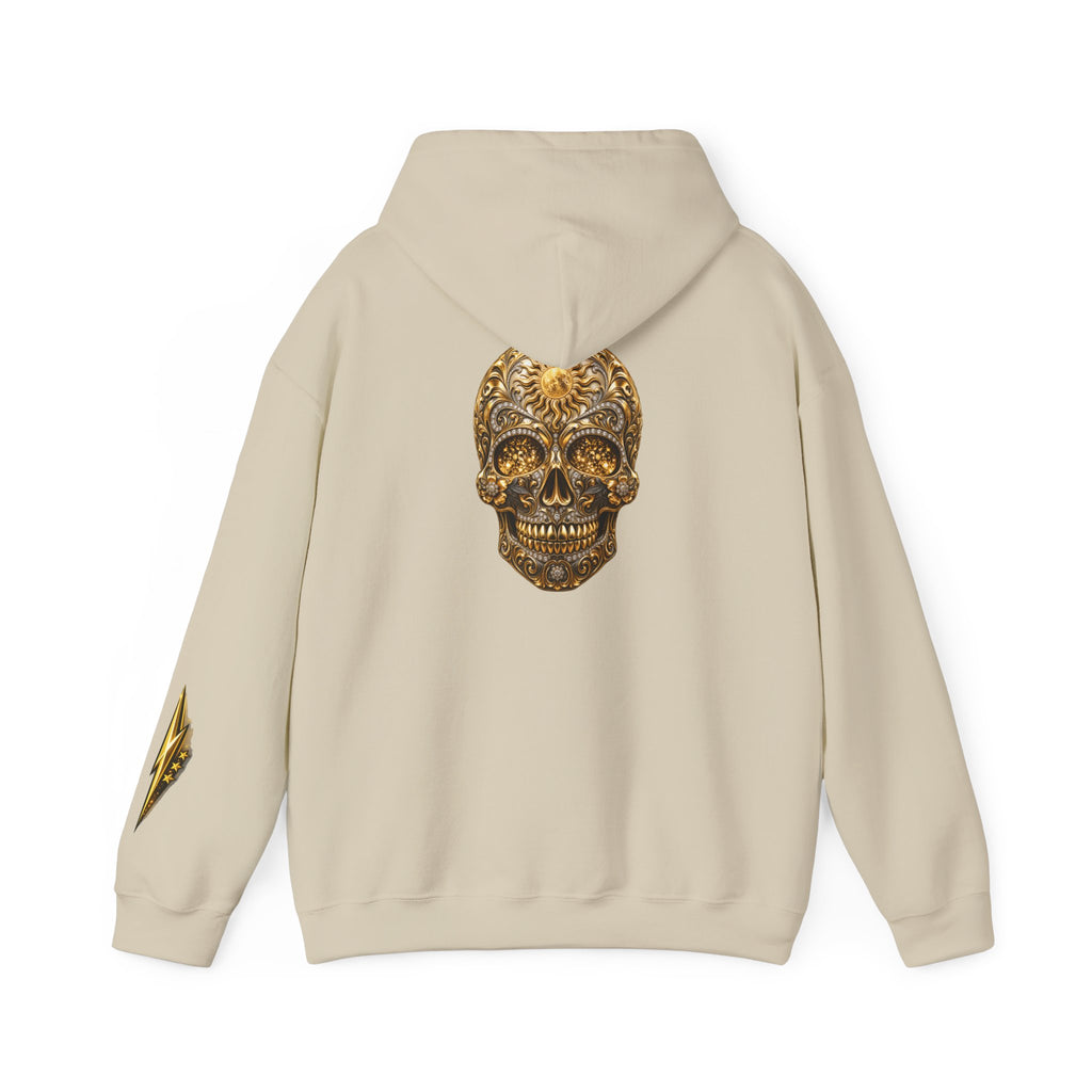Gold Ornamental Skull Hoodie — Day of the Dead Sugar Skull Pullover