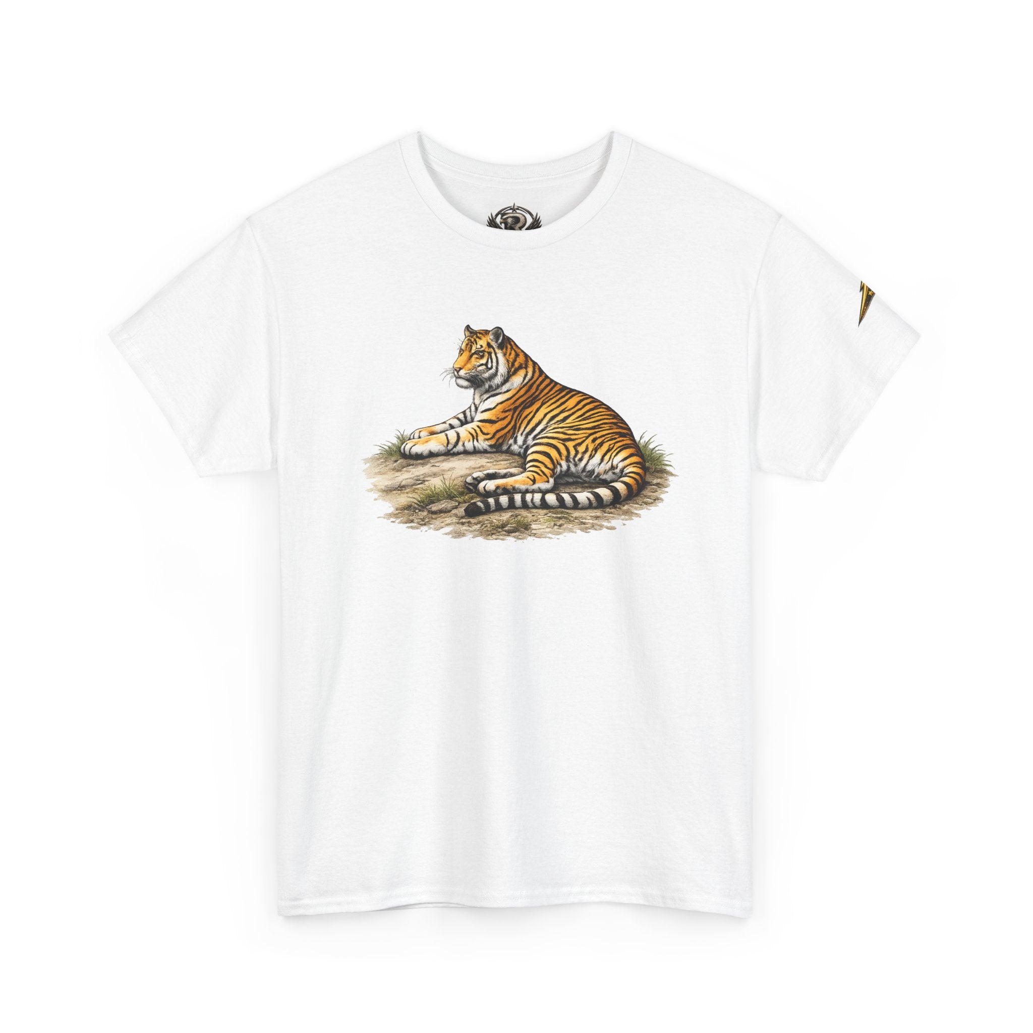 Tiger Graphic T-Shirt — Vintage Lying Tiger Illustration Tee