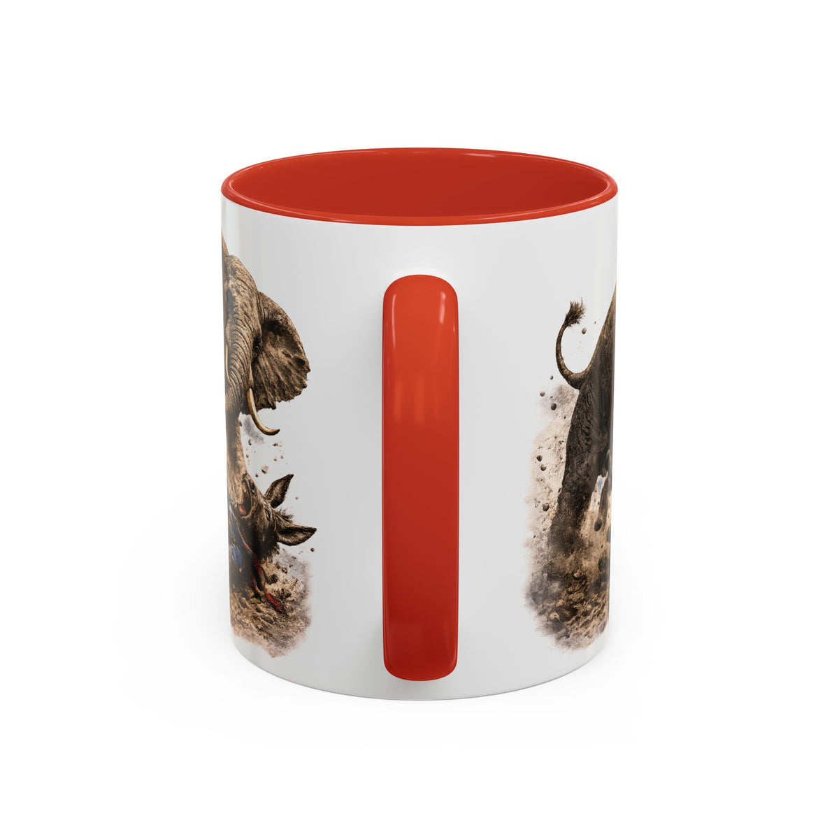 Elephant Charge Accent Coffee Mug — Dramatic Wildlife Illustration (11/15oz)