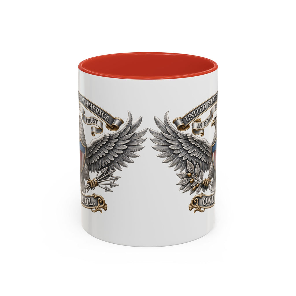 Eagle Shield Accent Coffee Mug — Patriotic "In God We Trust" Design