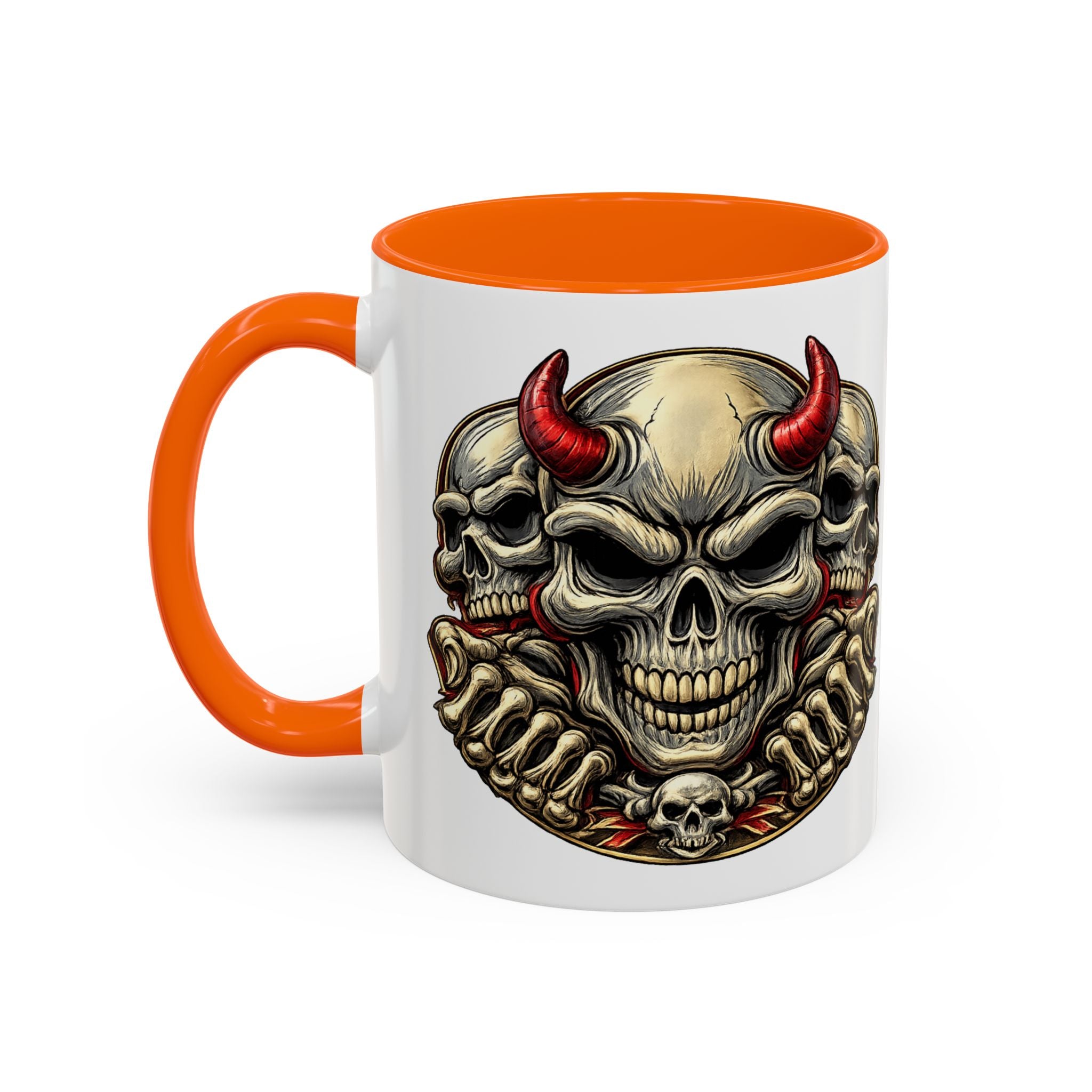 Devil Skull Accent Coffee Mug – Gothic Demon Skull Design (11/15 oz)
