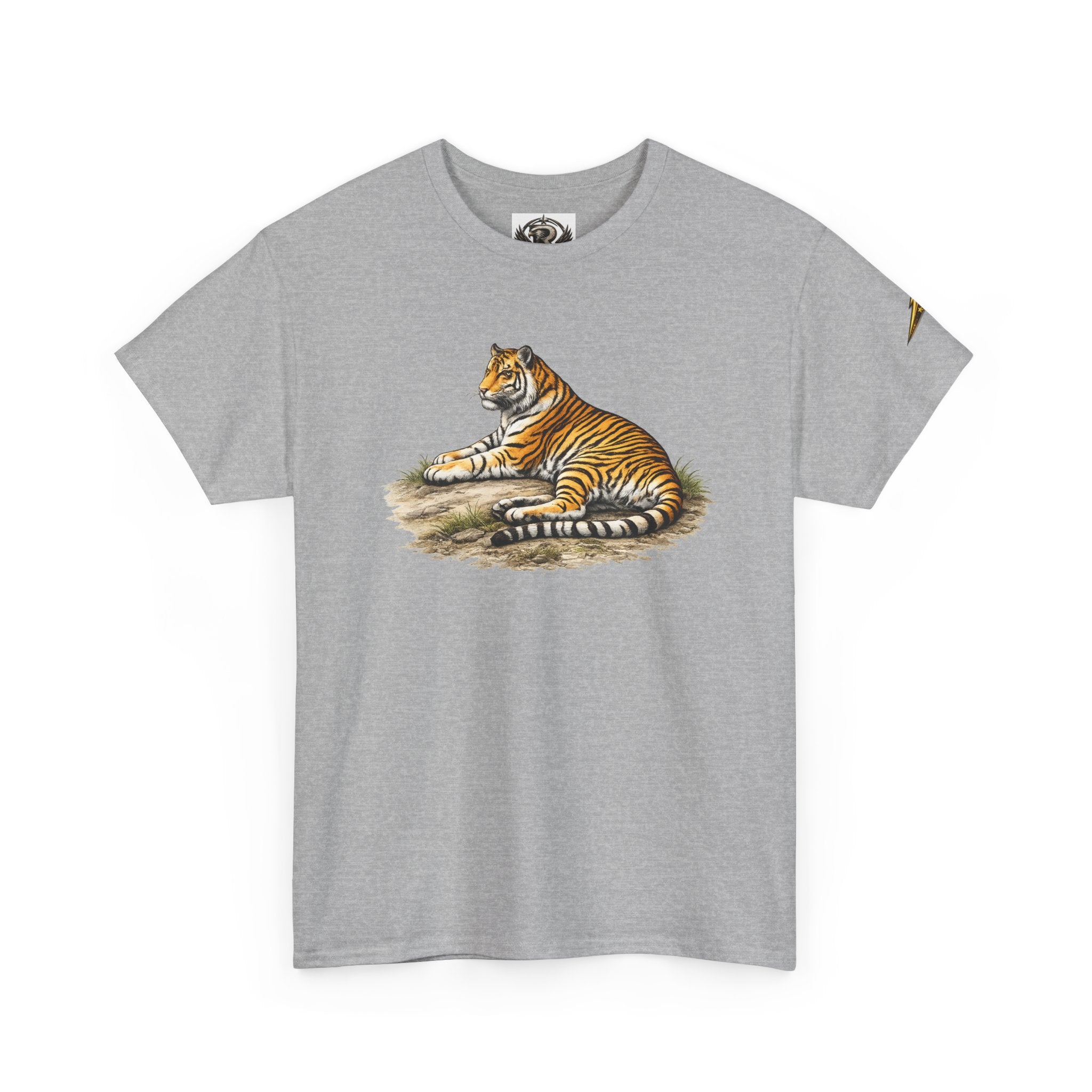 Tiger Graphic T-Shirt — Vintage Lying Tiger Illustration Tee
