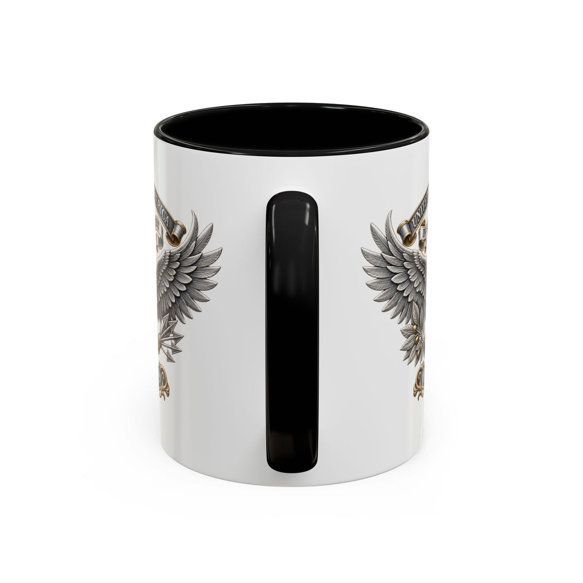Eagle Shield Accent Coffee Mug — Patriotic "In God We Trust" Design