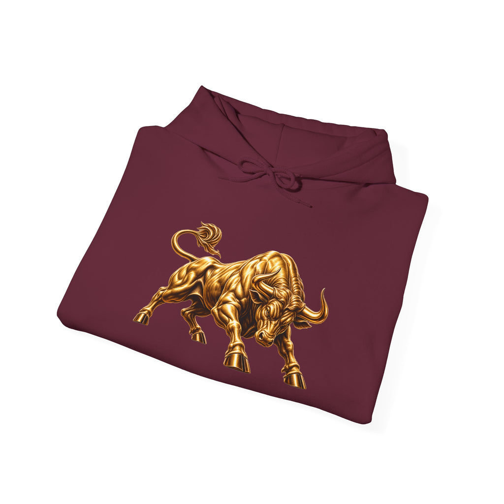 Gold Bull Hoodie — Metallic Charging Bull Graphic Hoody