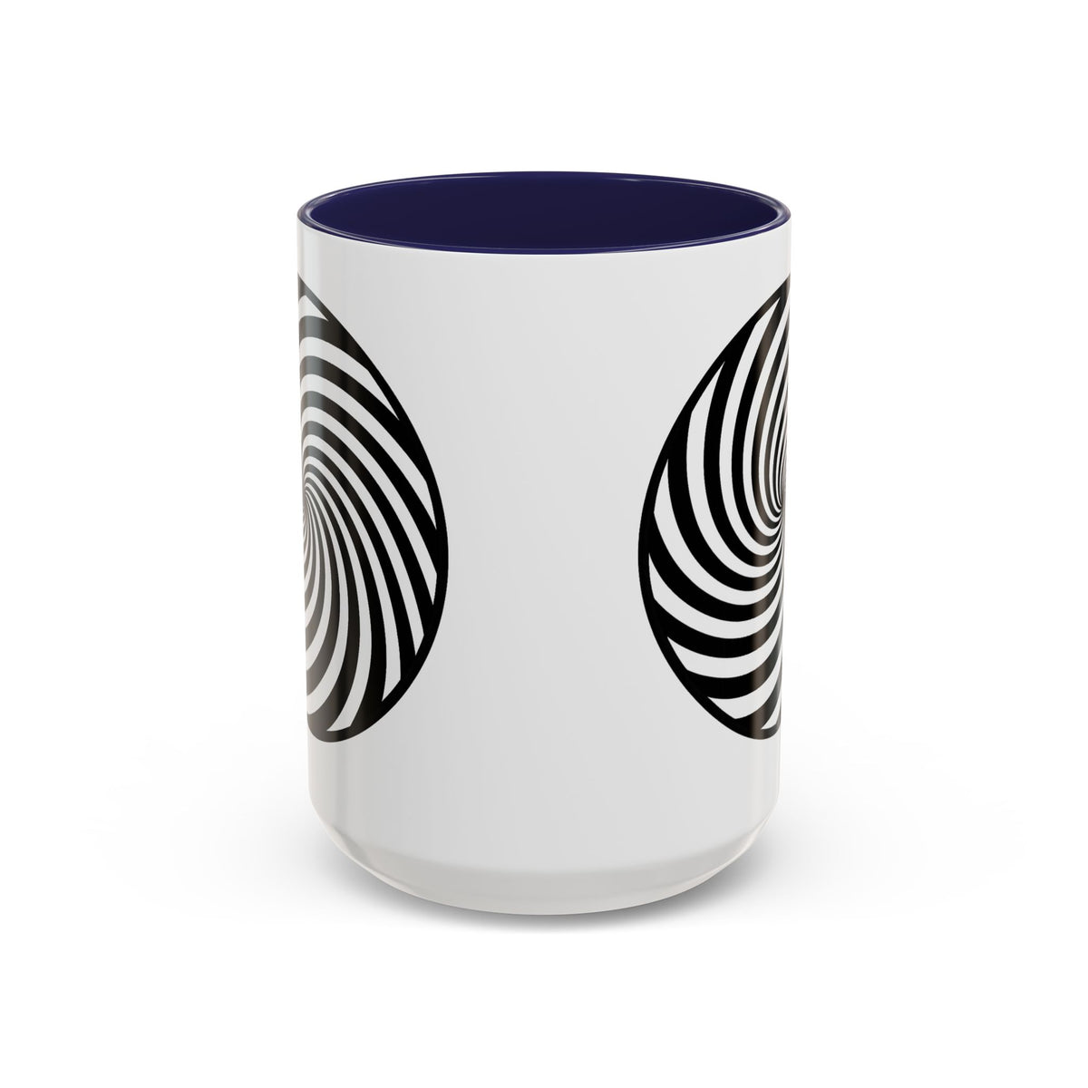 Hypnotic Swirl Accent Mug — Black & White Spiral Coffee Cup (11/15oz)