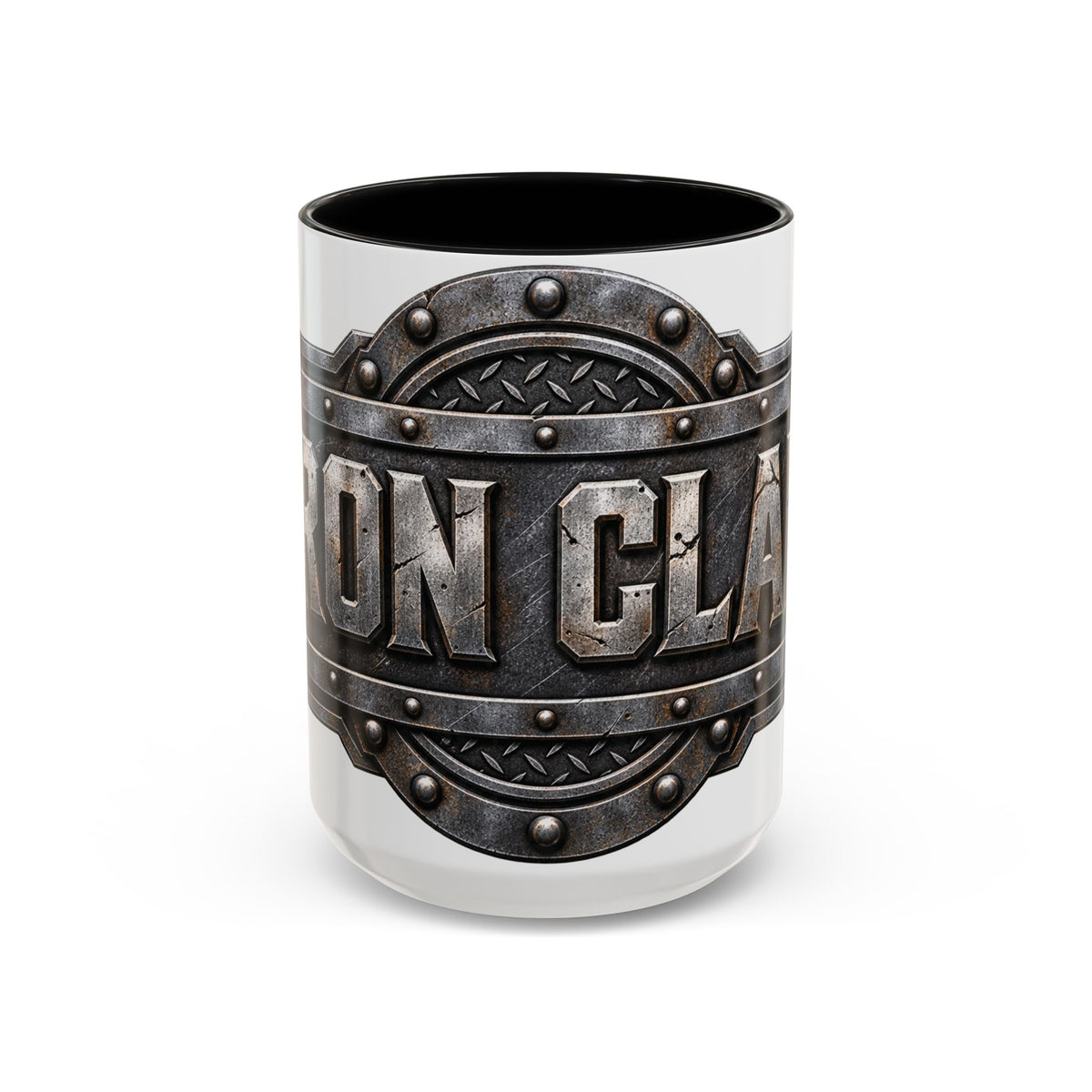 Metal Shield Coffee Mug — 'Iron Clad' Rustic Industrial Accent Mug
