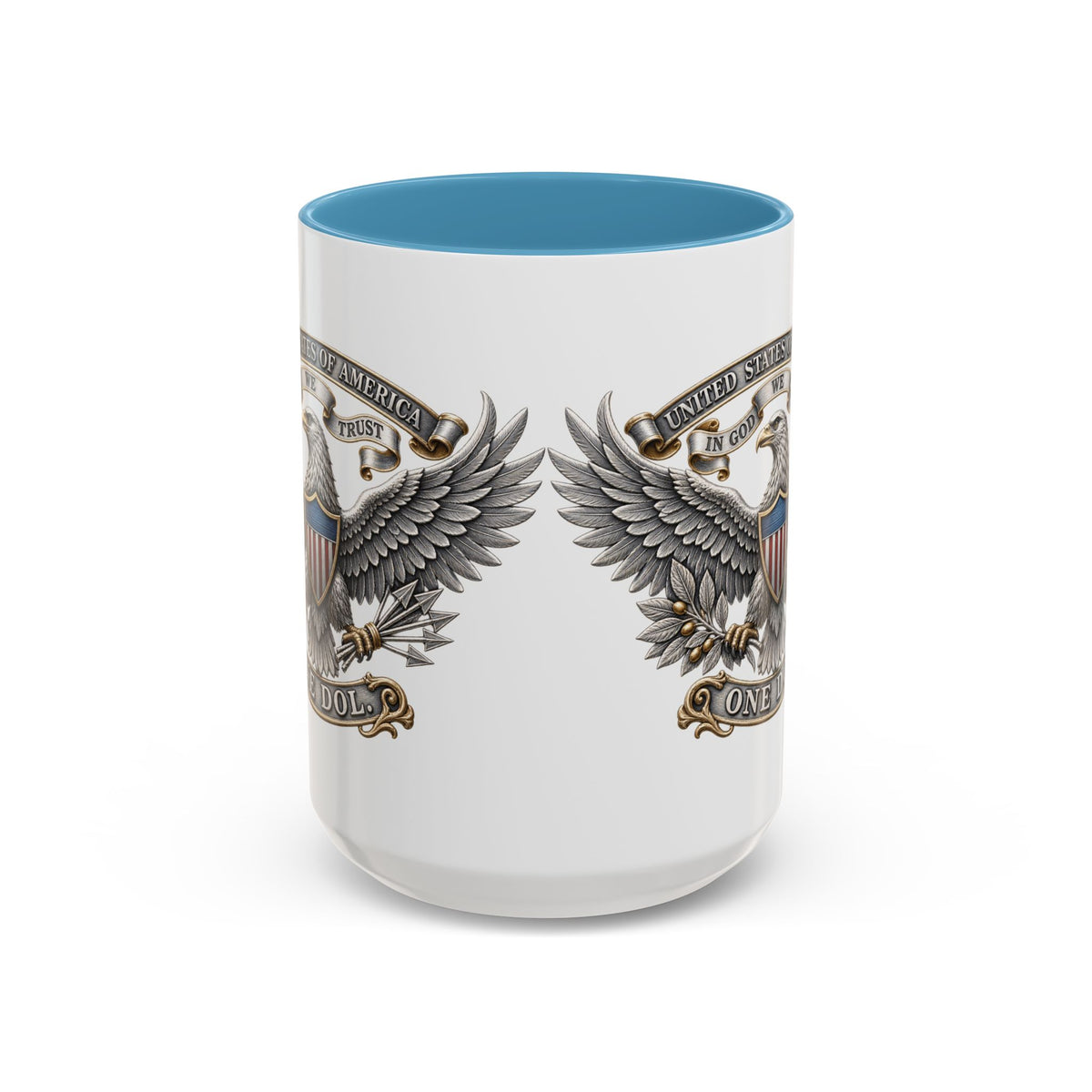 Eagle Shield Accent Coffee Mug — Patriotic "In God We Trust" Design