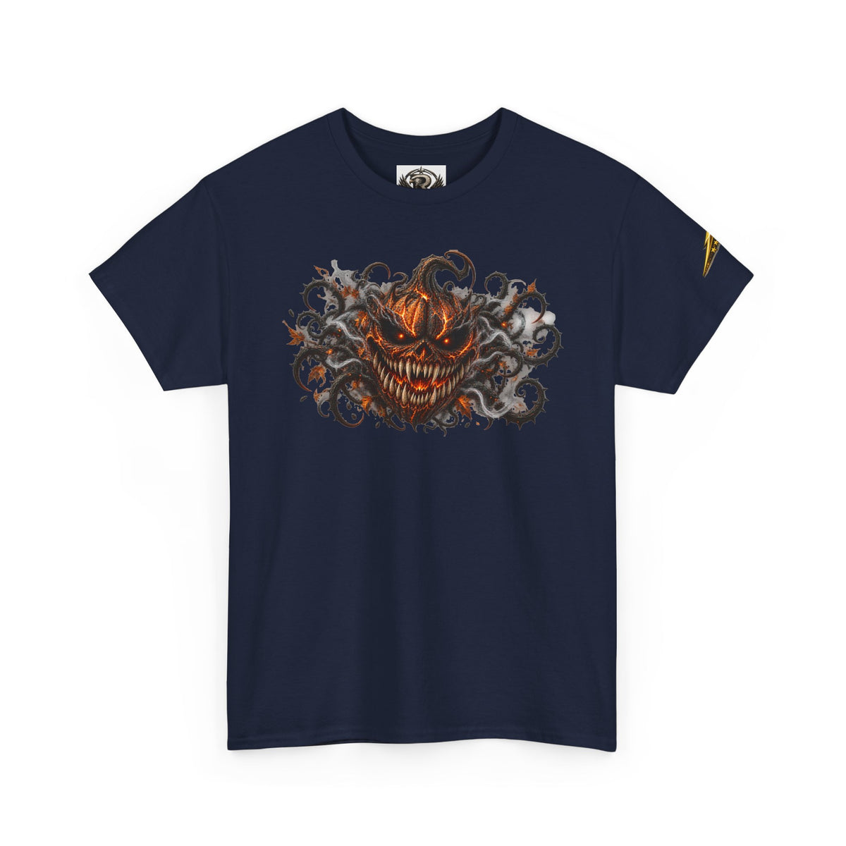 Graphic Tee — Fiery Pumpkin Demon Design (Halloween Horror Shirt)