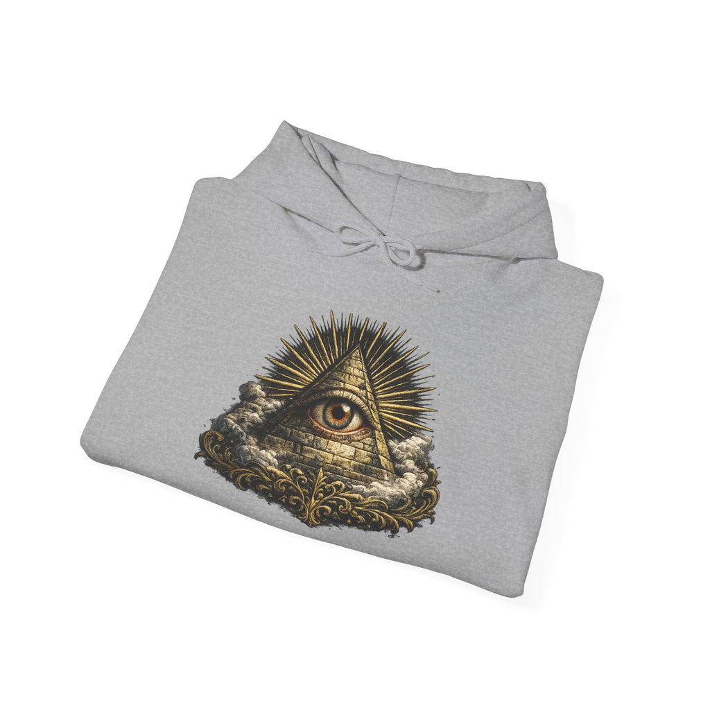 All-Seeing Eye Hoodie — Vintage Pyramid Symbol Graphic Sweatshirt