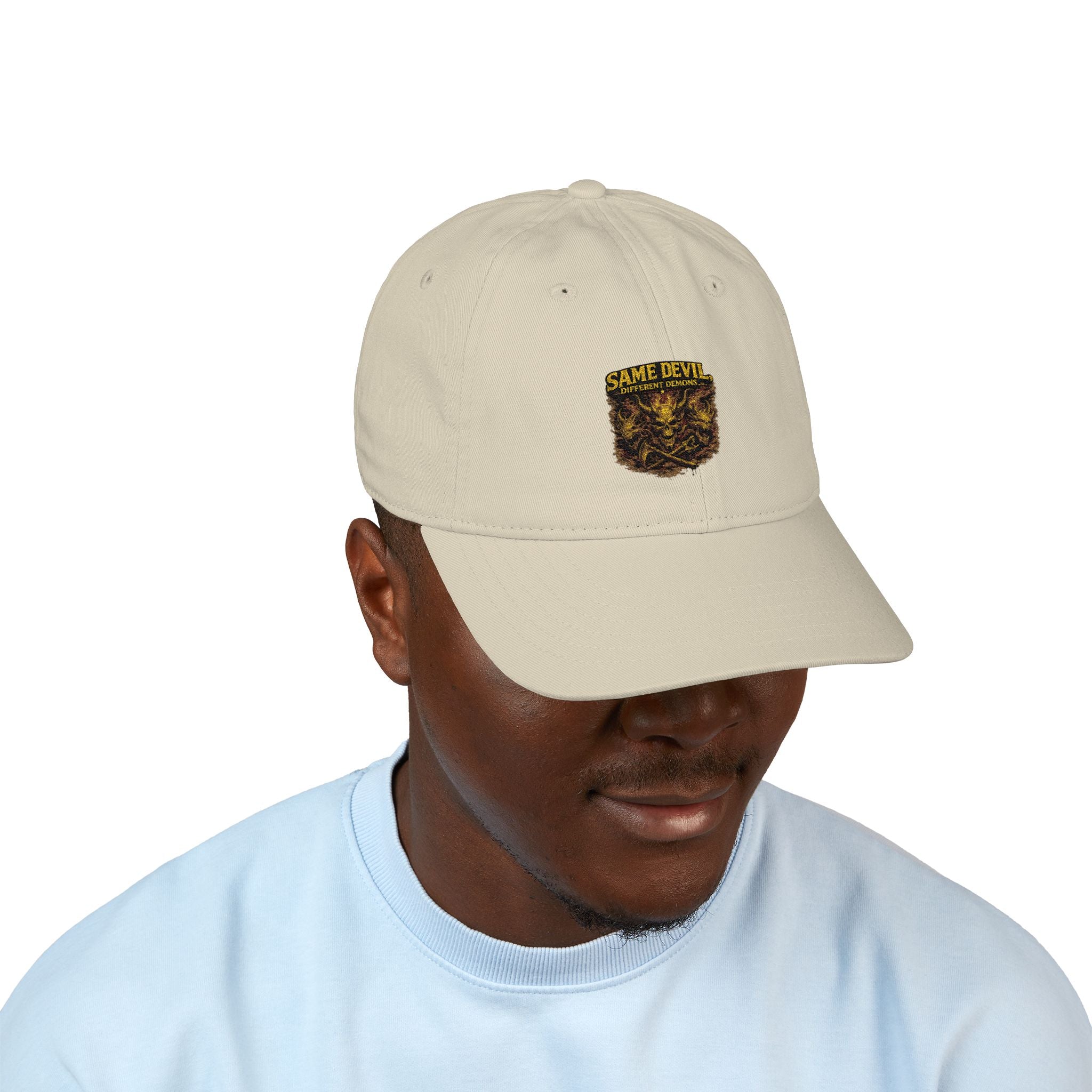 Embroidered Shield Baseball Cap – Organic Cotton, Vintage Crest Design