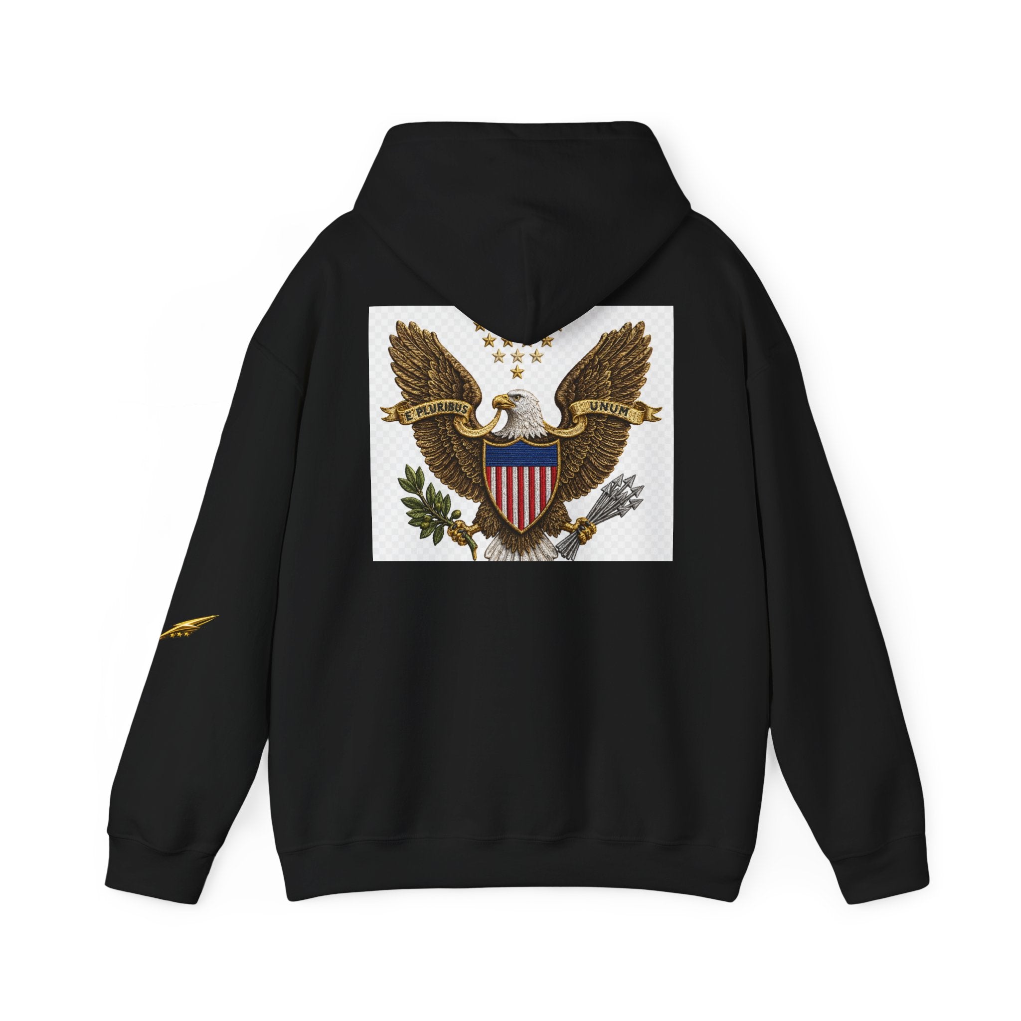 Eagle Emblem Hoodie — Vintage American Shield Graphic Hooded Sweatshirt