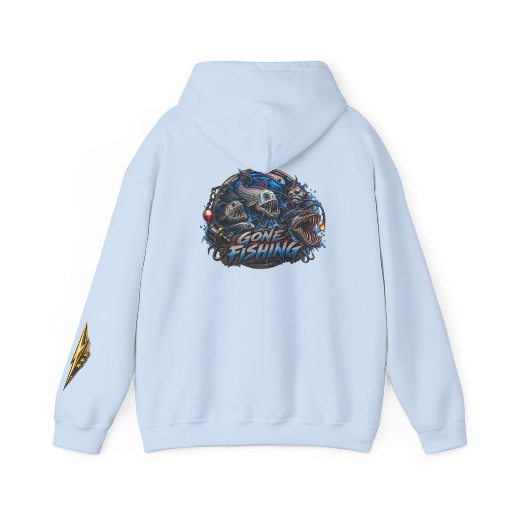 Fishing Skull Hoodie — "Gone Fishing" Graphic Pullover for Anglers