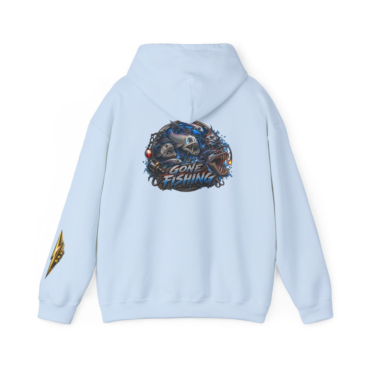 Fishing Skull Hoodie — "Gone Fishing" Graphic Pullover for Anglers