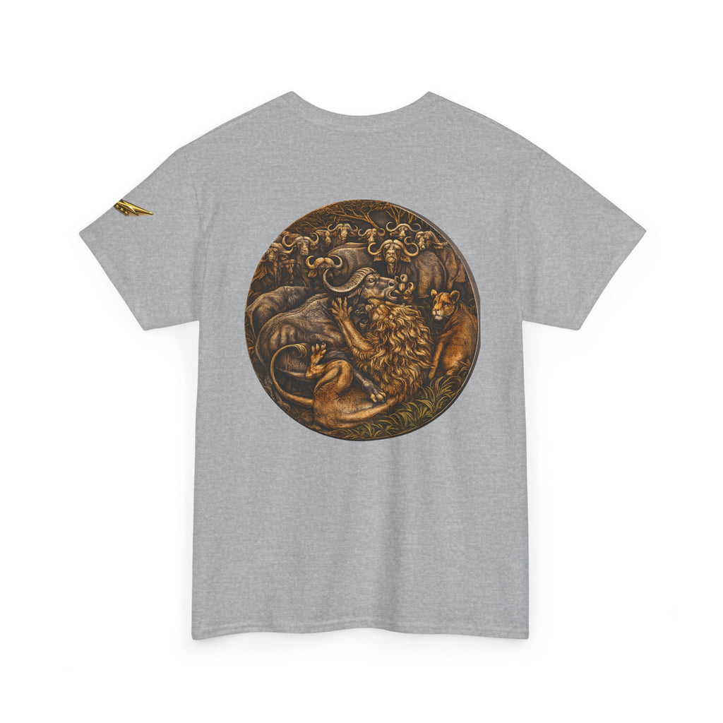 Mythic Animal Medallion Tee — Vintage Bronze Fantasy Backprint T-Shirt