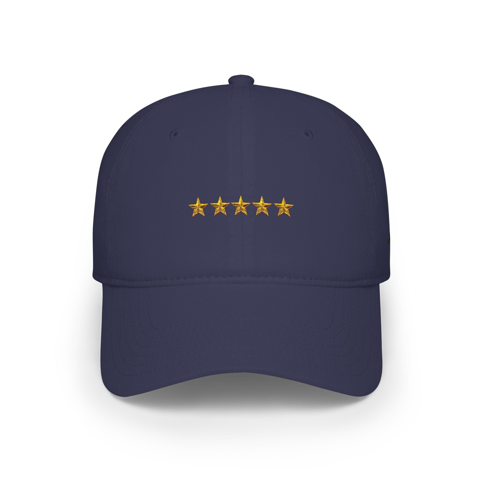 Red Low Profile Cap with Five Gold Stars Embroidery — Patriotic 5-Star Baseball Hat