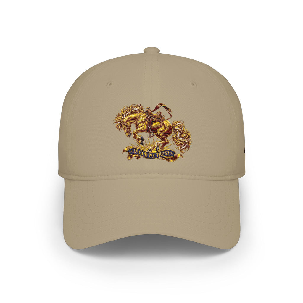 Horse Embroidered Baseball Cap — In God We Trust Design